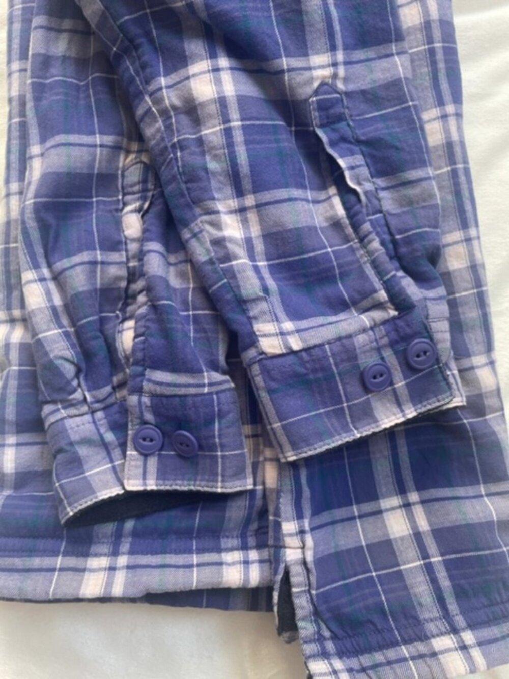 L.L.Bean Women’s Fleece-Lined Flannel Plaid Shirt Jacket, Blue, Size L - Picture 10 of 10